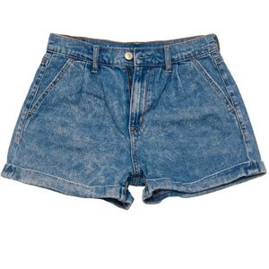 American Eagle Women's Mom Short Pleated Cuffed Jean Shorts Size 2 26" Waist
